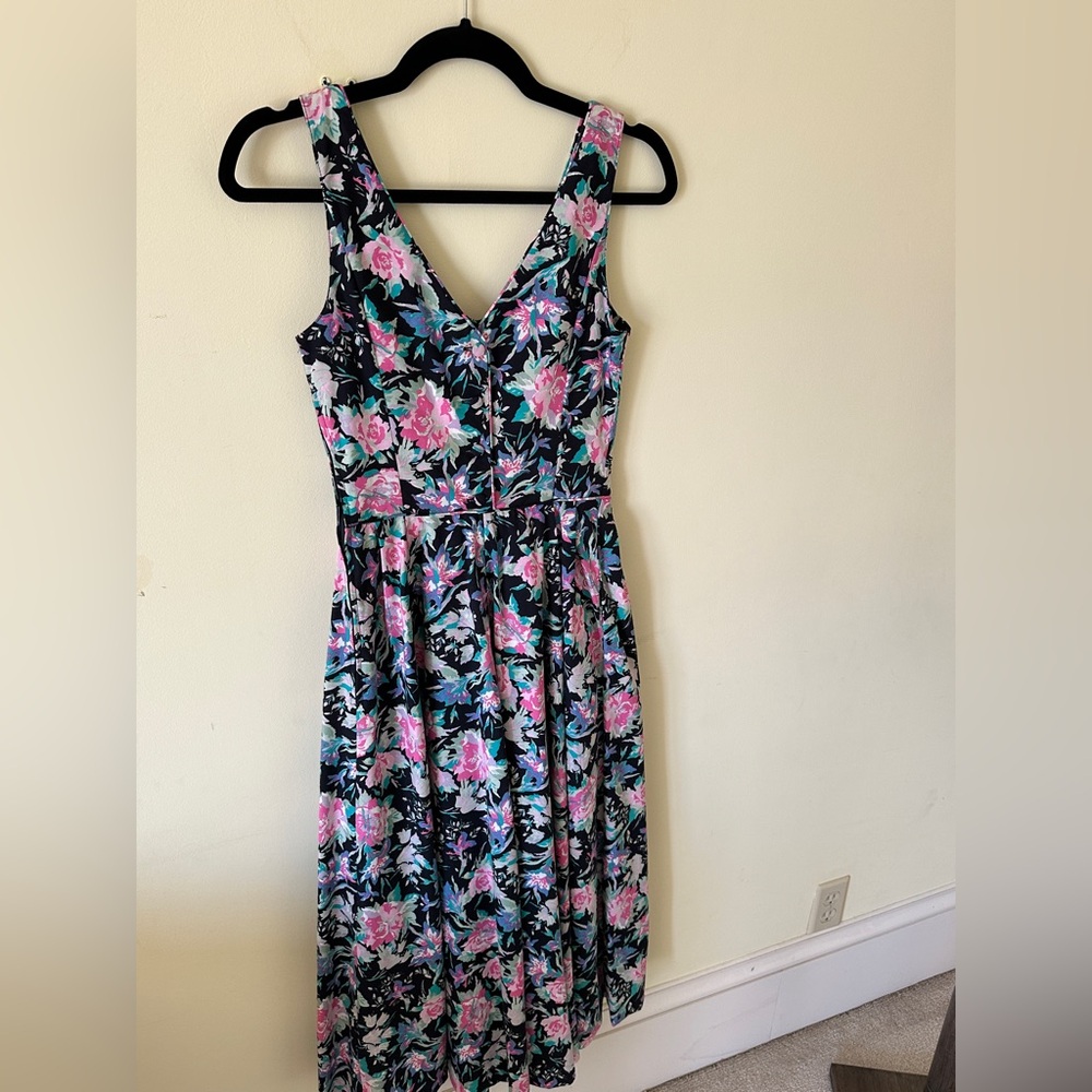 Vintage 80S Laura Ashley Black Cottagecore Floral Cotton Sundress US6 Sleeveless - Picture 5 of 14